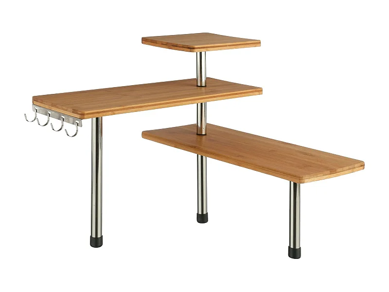 Etagère d'angle de cuisine en bambou - 43 x 39 cm - Beige