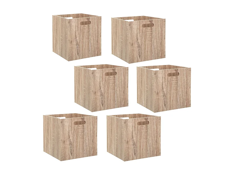 Lot de 6 Boîtes de rangement effet bois en MDF Mix n' modul