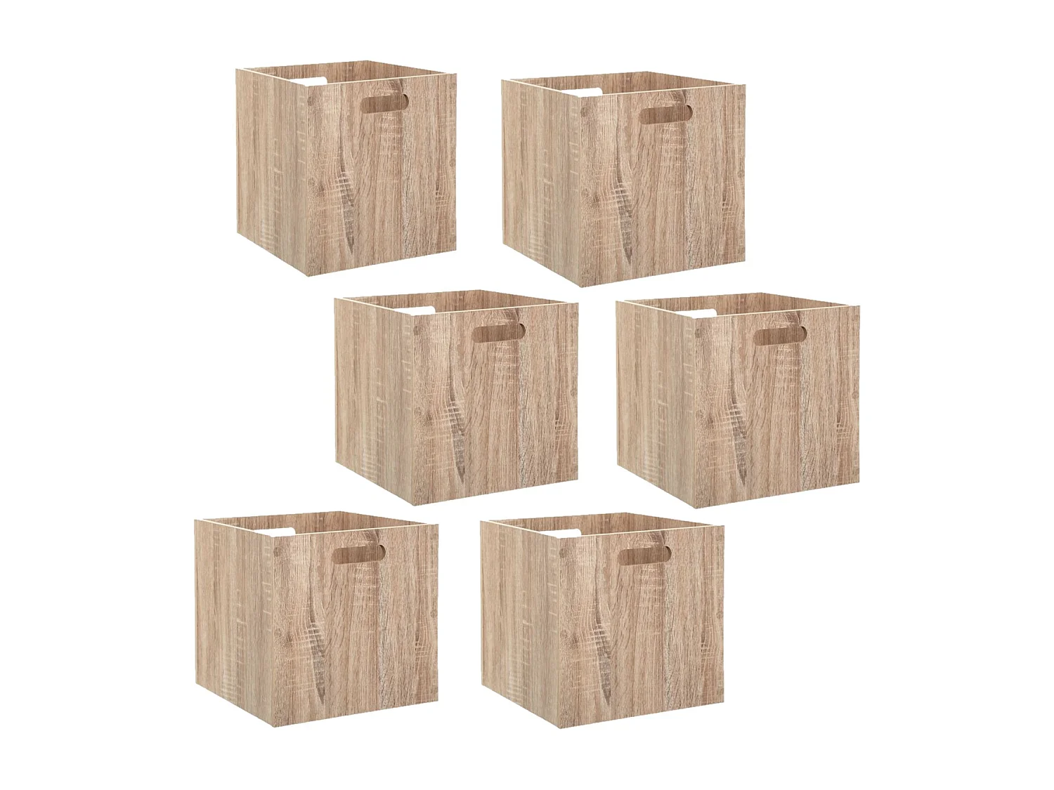 Lot de 6 Boîtes de rangement effet bois en MDF Mix n' modul