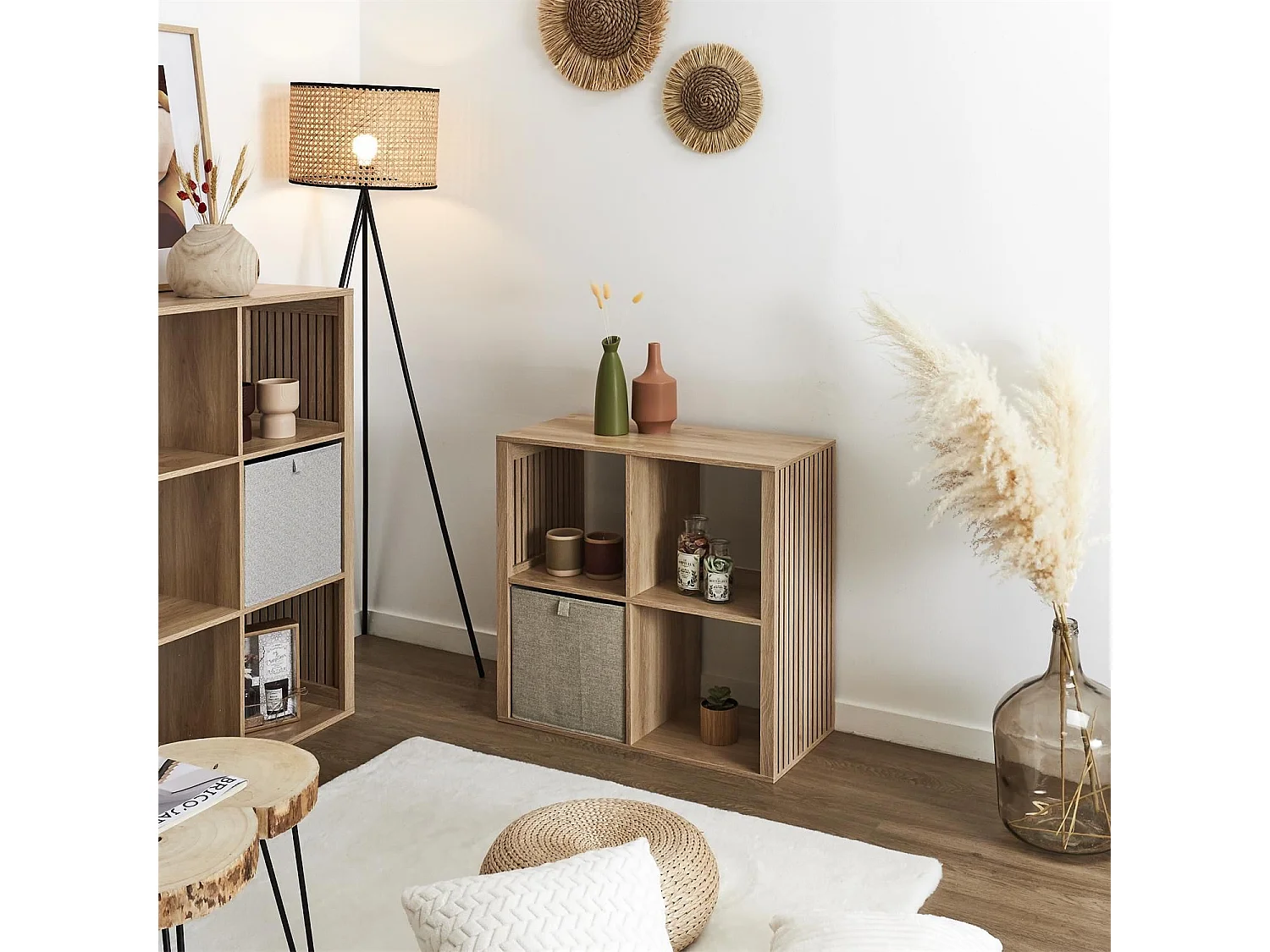 Etagère de rangement 4 cases Saulk - Marron