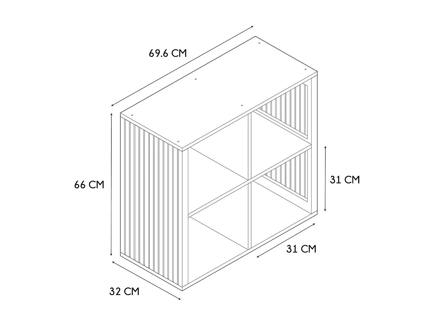 Etagère de rangement 4 cases Saulk - Marron