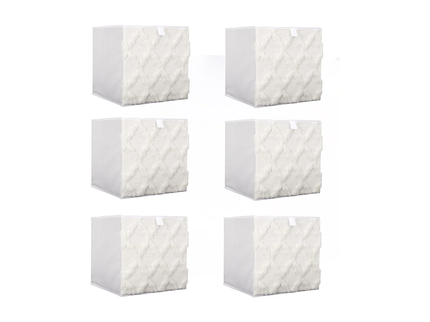 Lot de 6 cubes de rangement pliable losange - 30 x 30 cm - Beige