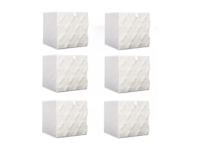 Lot de 6 cubes de rangement pliable losange - 30 x 30 cm - Beige