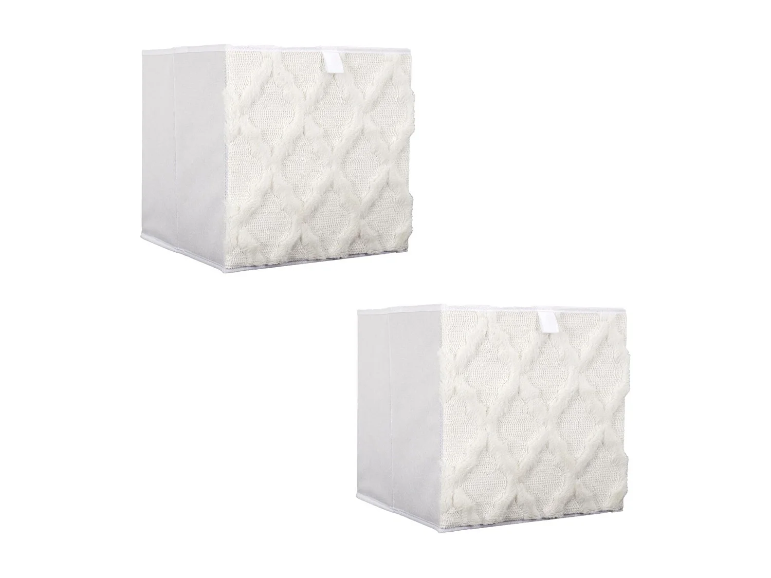 Lot de 2 cubes de rangement pliable losange - 30 x 30 cm - Beige