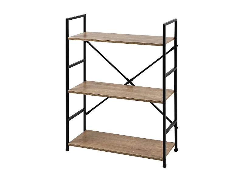 Etagère droite Large 3 niveaux Colorado H.48 en Métal et MDF - Beige et Noir