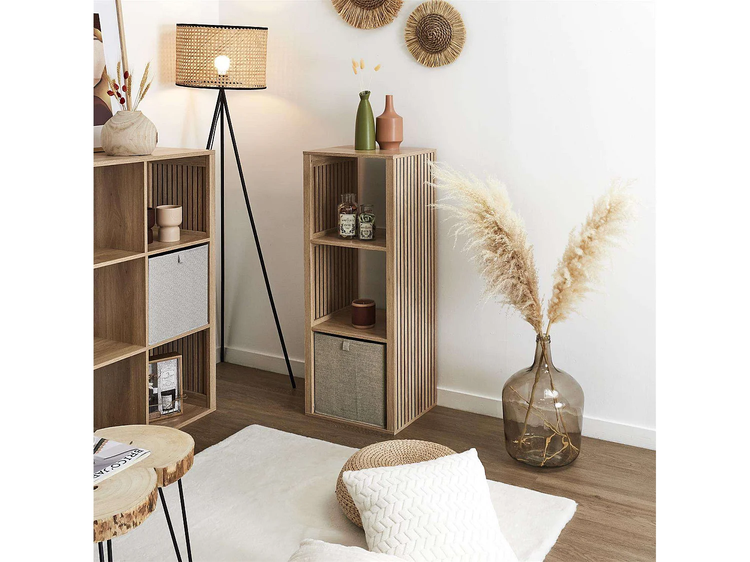 Etagère de rangement 3 cases Saulk en bois - Marron