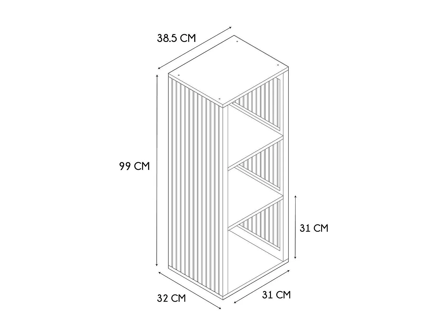 Etagère de rangement 3 cases Saulk en bois - Marron