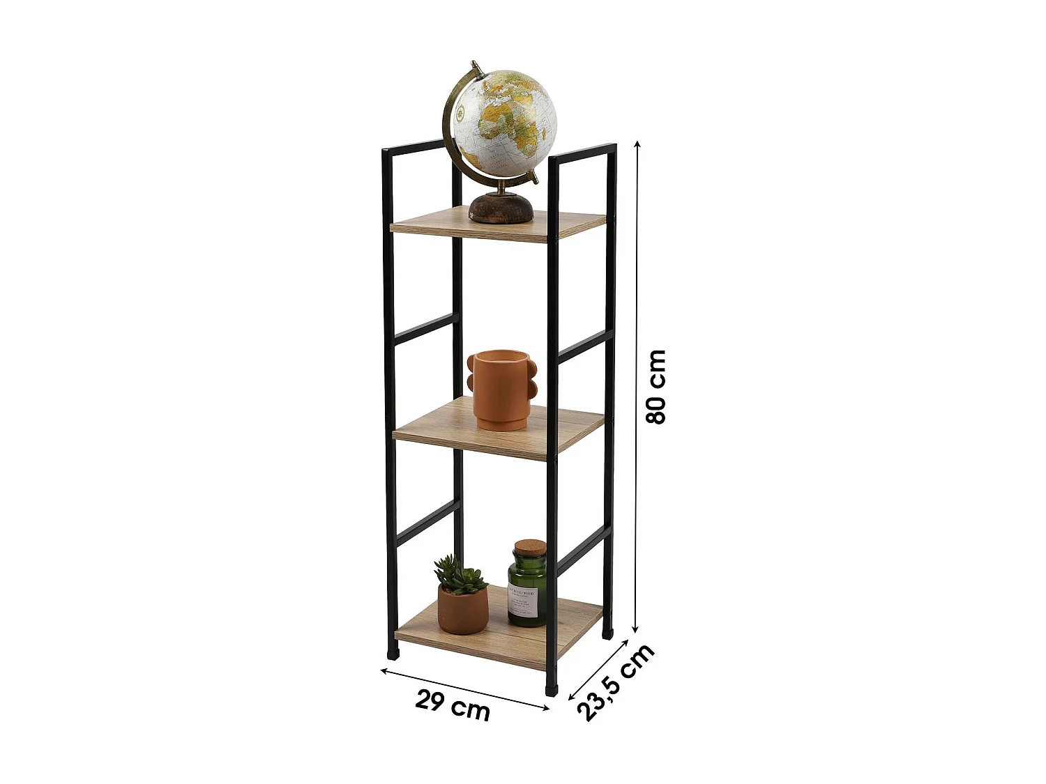 Etagère droite échelle 3 niveaux Colorado H.48 en Métal et MDF - Beige et Noir