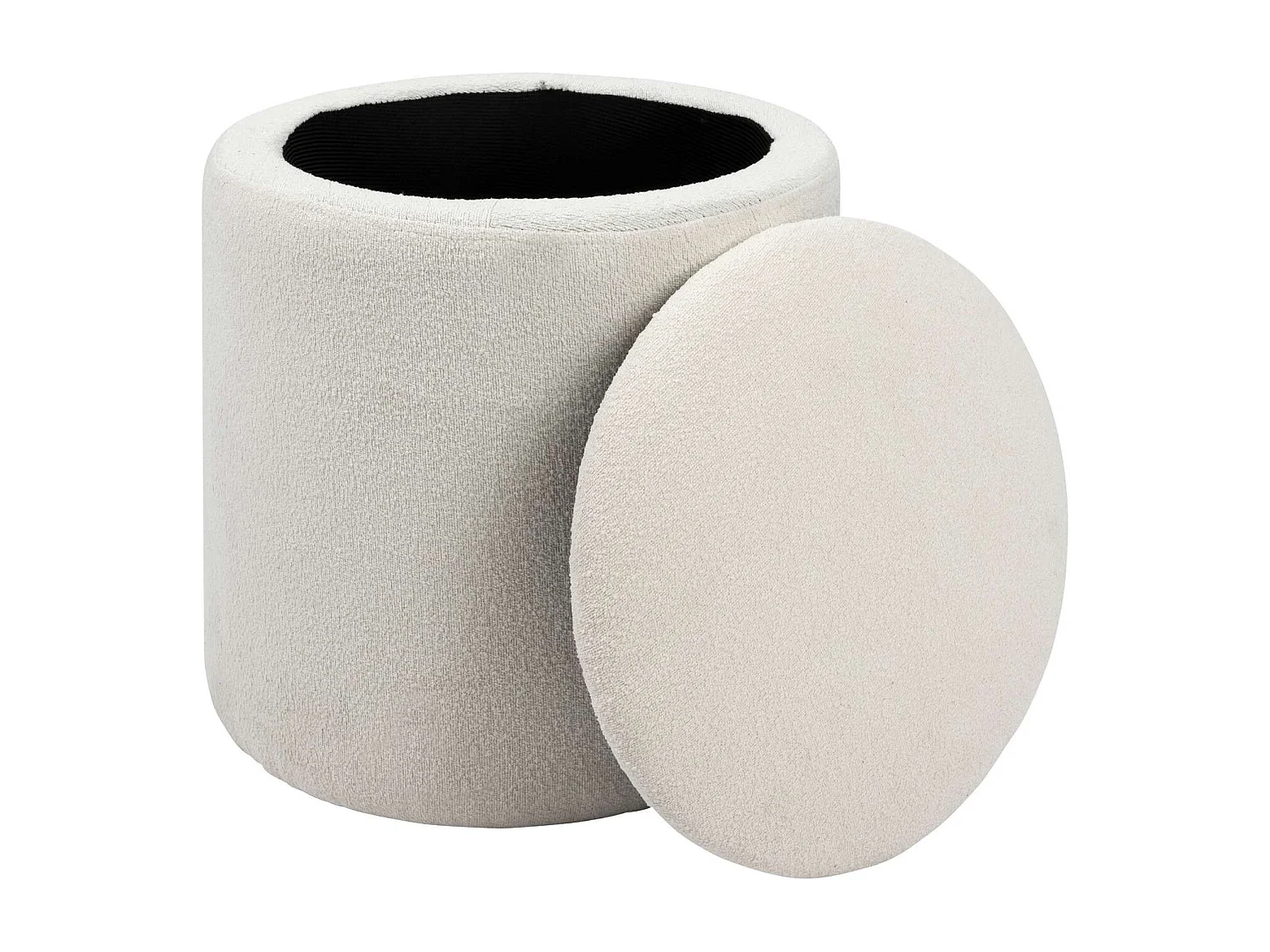 Pouf de rangement en bouclette - Blanc