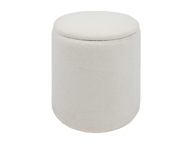 Pouf de rangement en bouclette - Blanc