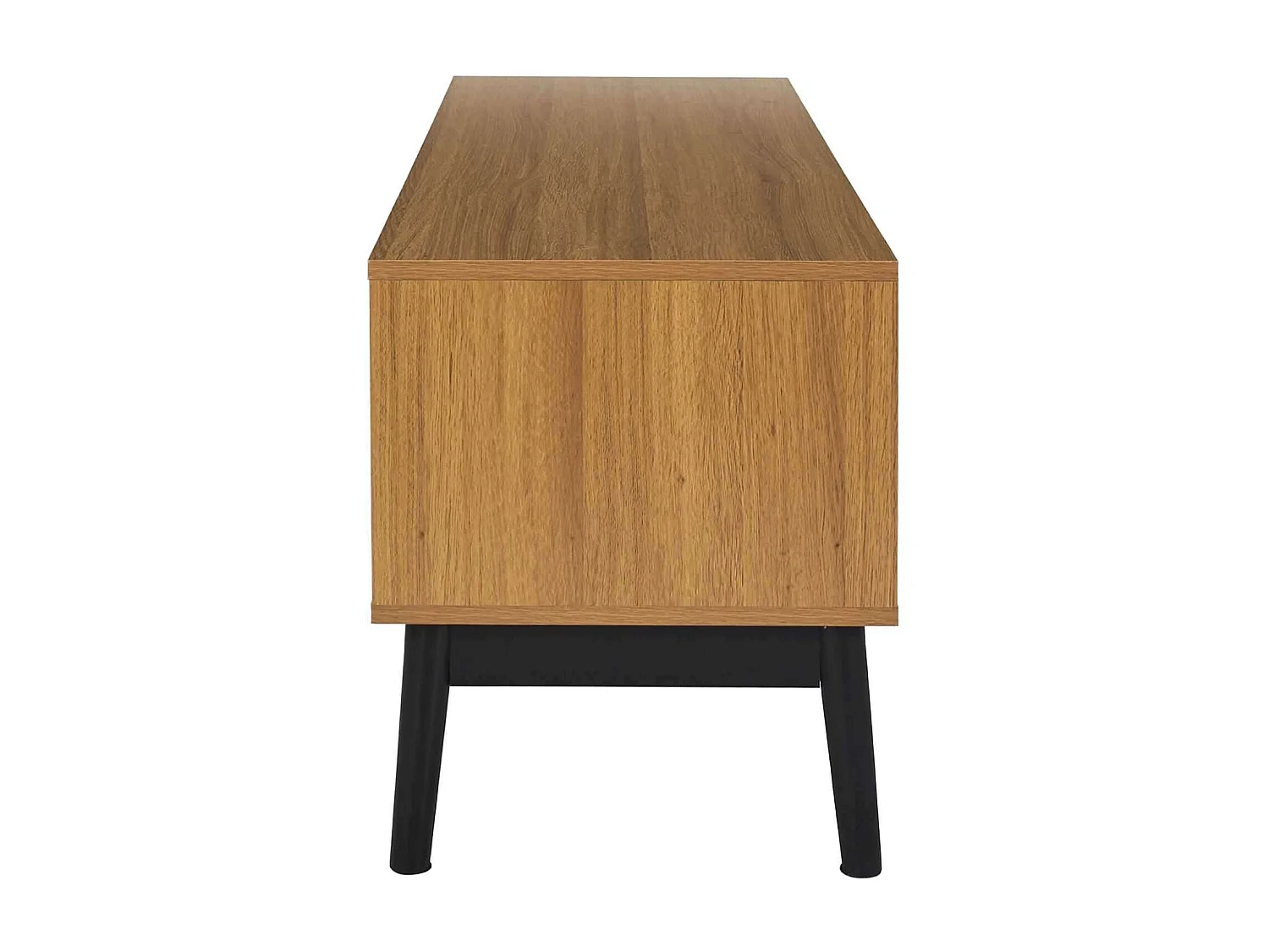 Meuble TV 2 portes et 1 tiroir en bois FELIX - Marron et noir