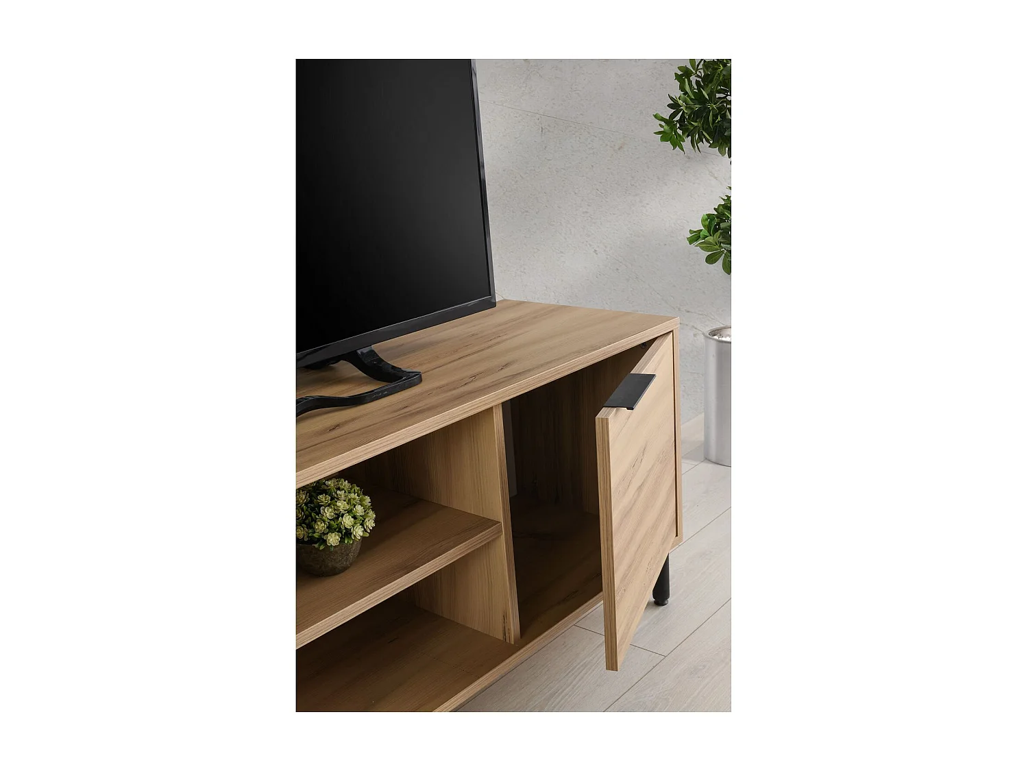 Meuble TV avec multi-rangements en panneaux de particules - Beige