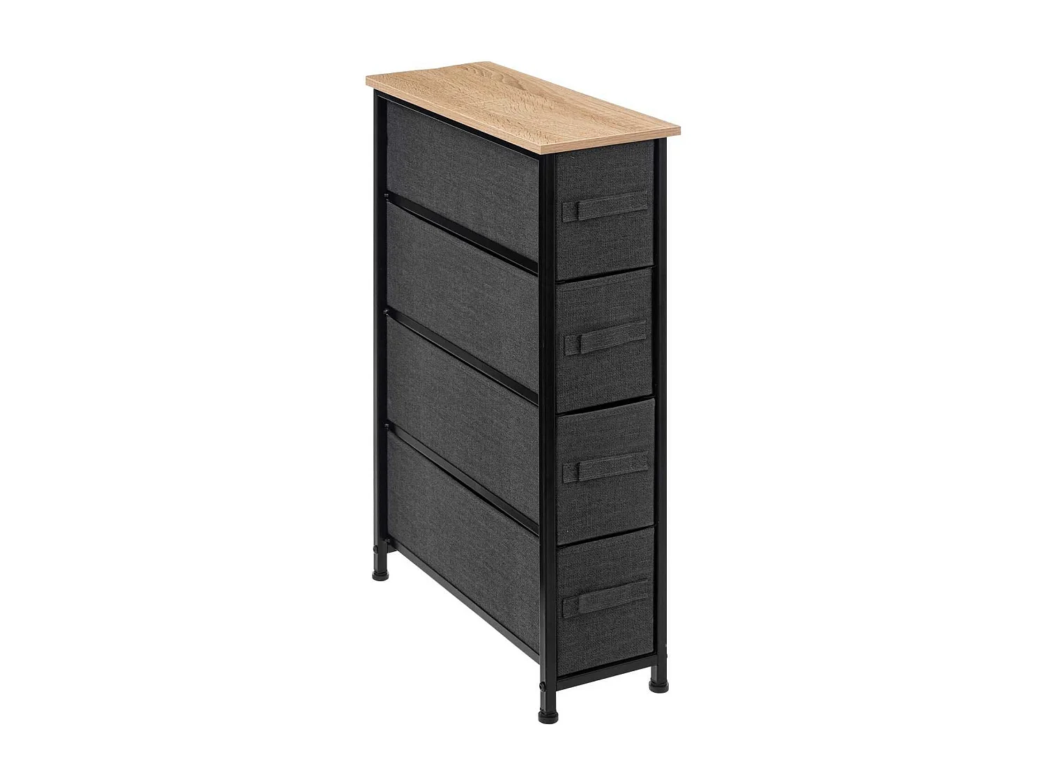 Rangement 4 tiroirs tissu - Gris foncé