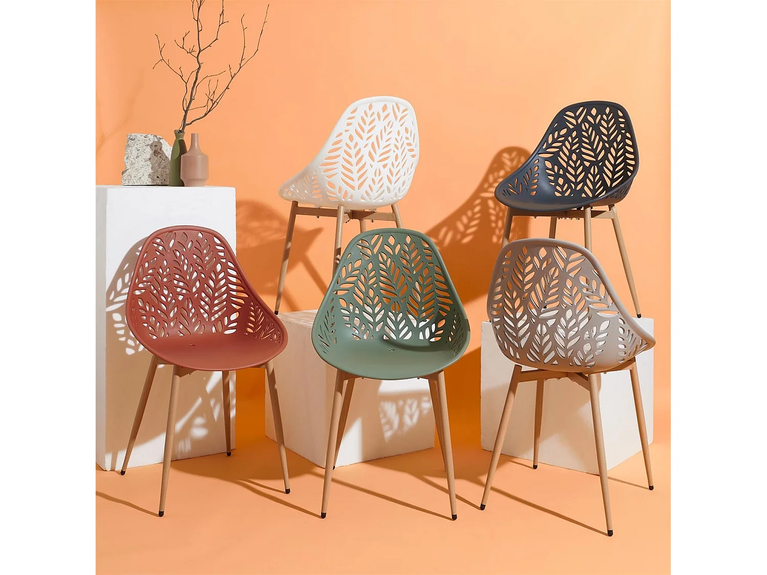 Lot de 4 chaises d'extérieur Calvi en polypropylène