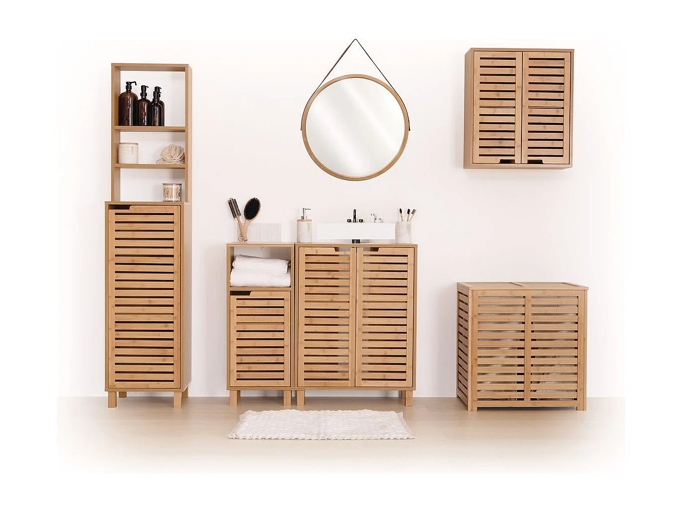 Armoire de toilette bambou Sicela - 52 x H. 59 cm - Marron