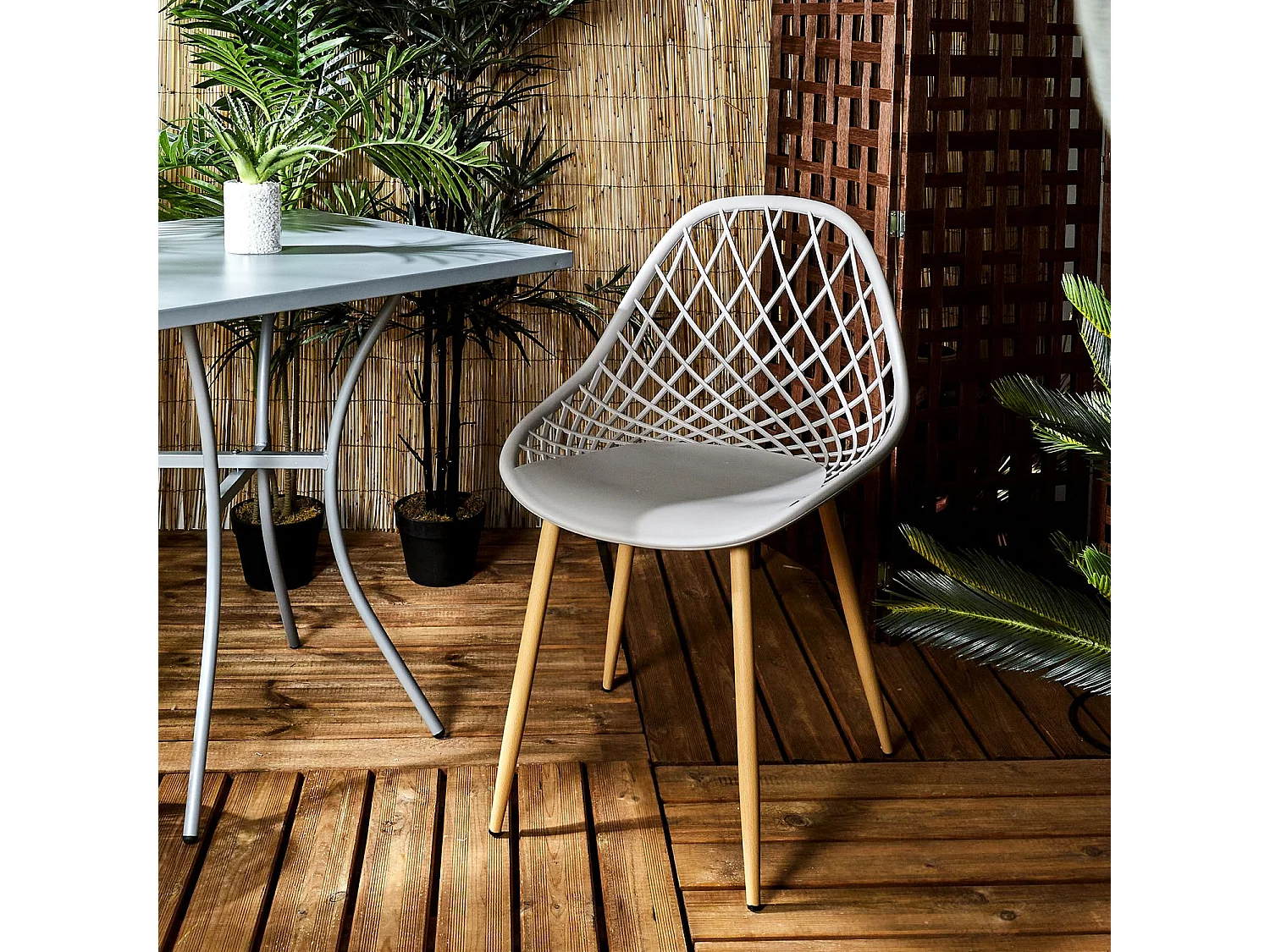 Lot de 4 chaises d'extérieur Malaga en polypropylène