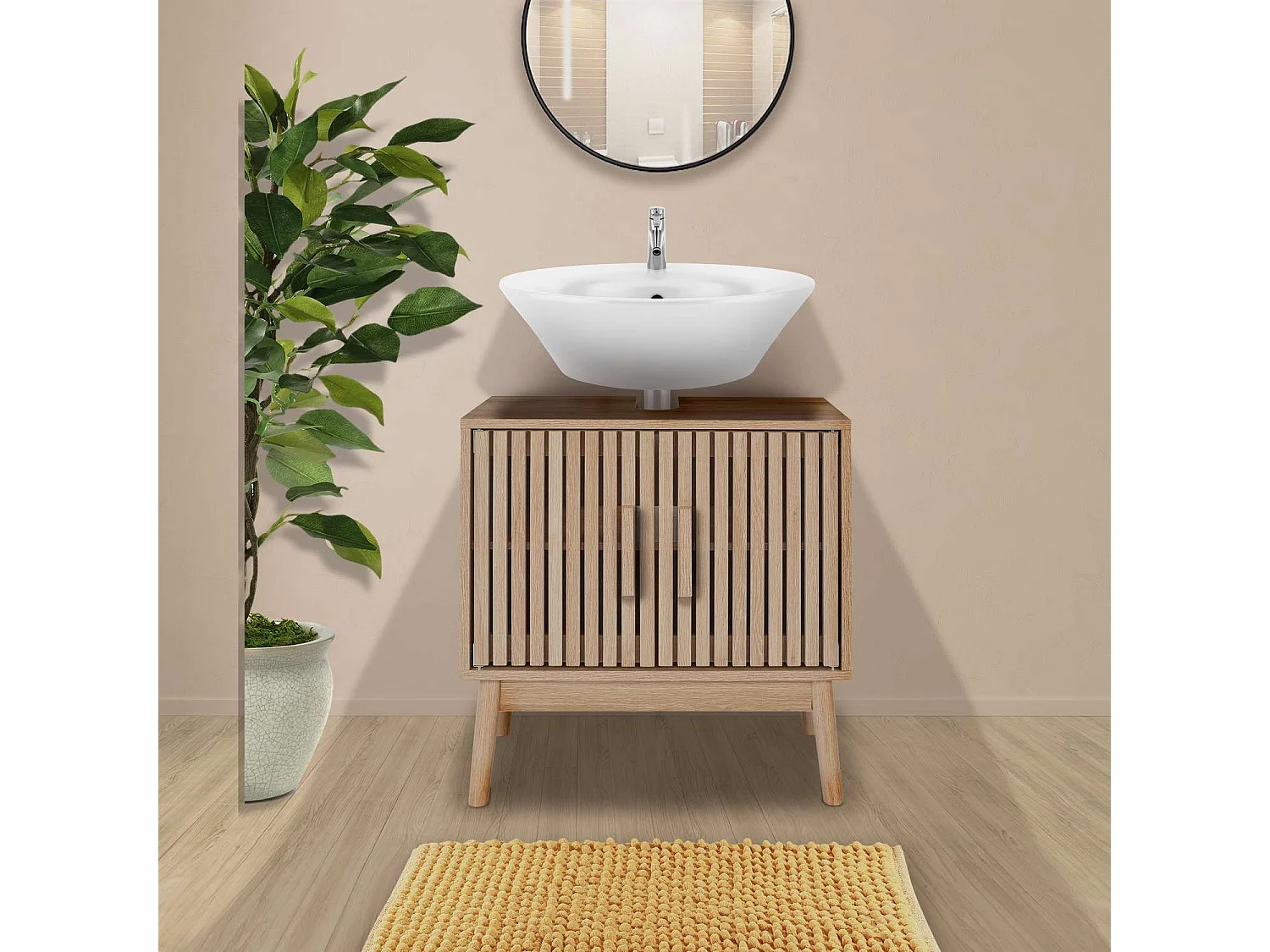 Meuble sous vasque 2 portes Saulk - Marron