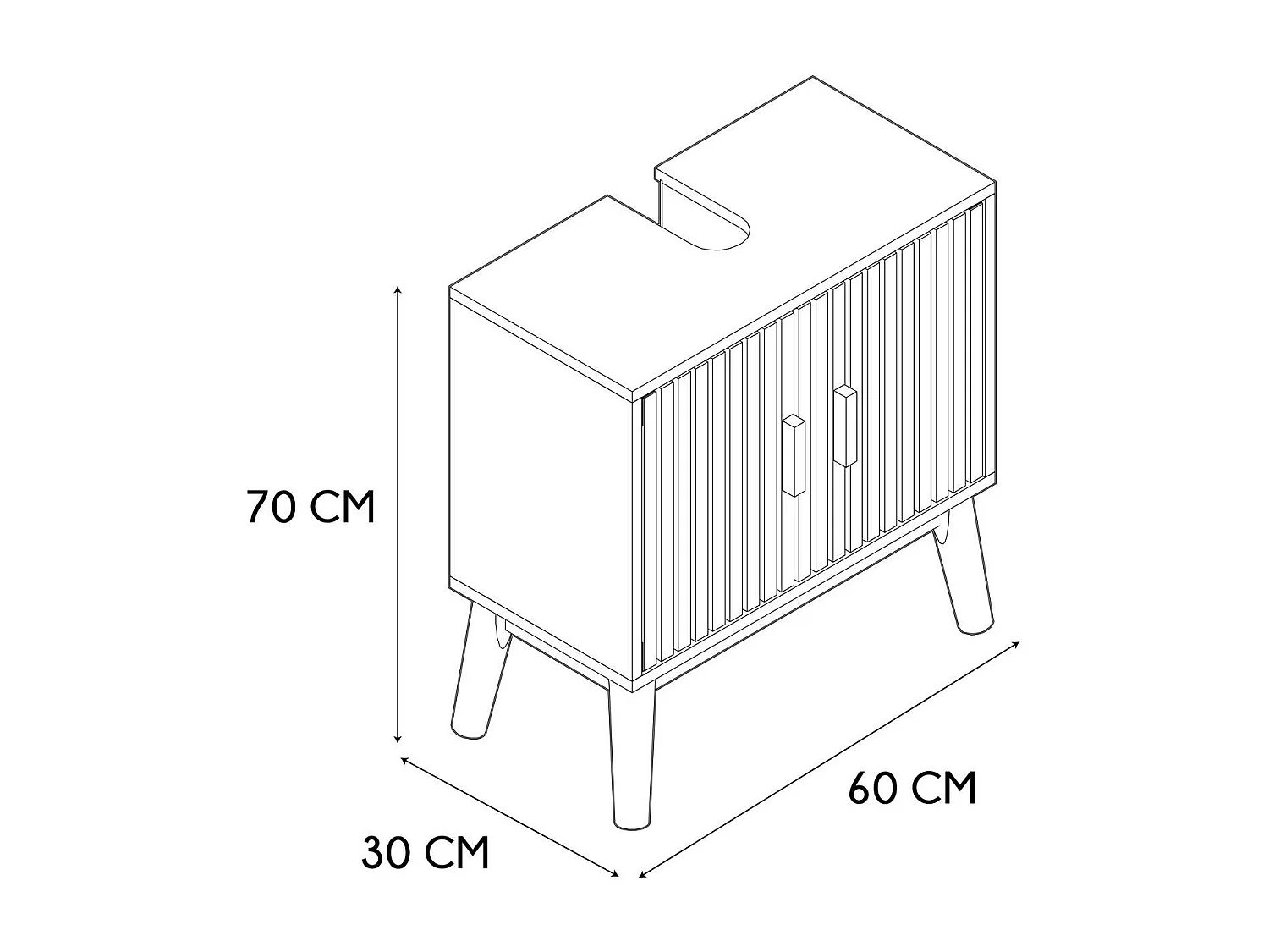 Meuble sous vasque 2 portes Saulk - Marron