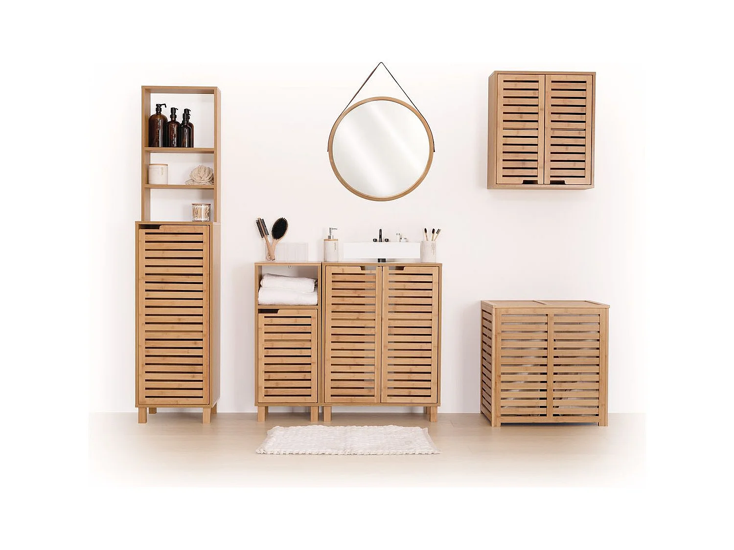 Meuble sous lavabo en bambou Sicela - 60 x H. 80 cm - Marron