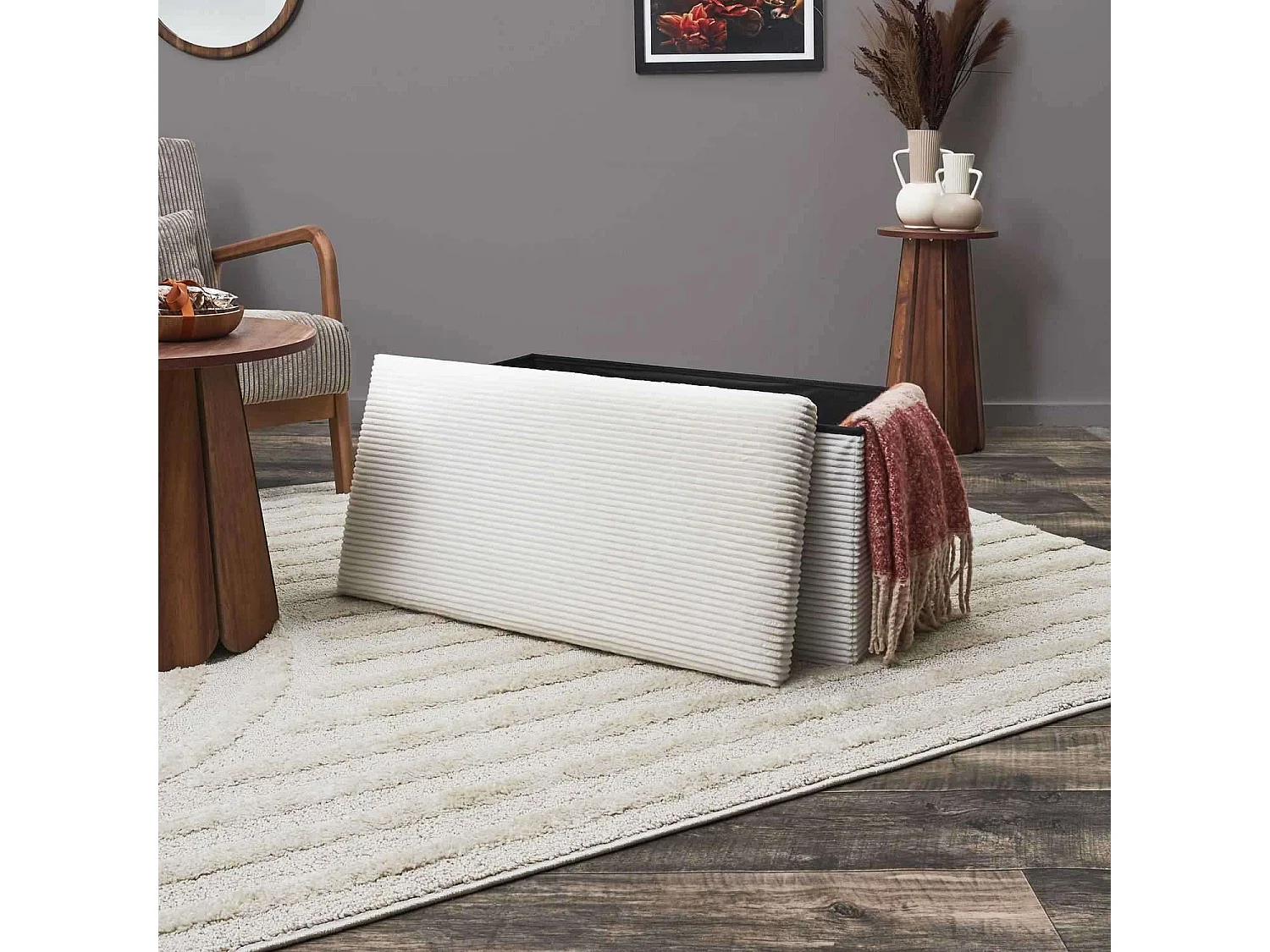 Banc de rangement pliable effet côtelé DRAMMEN