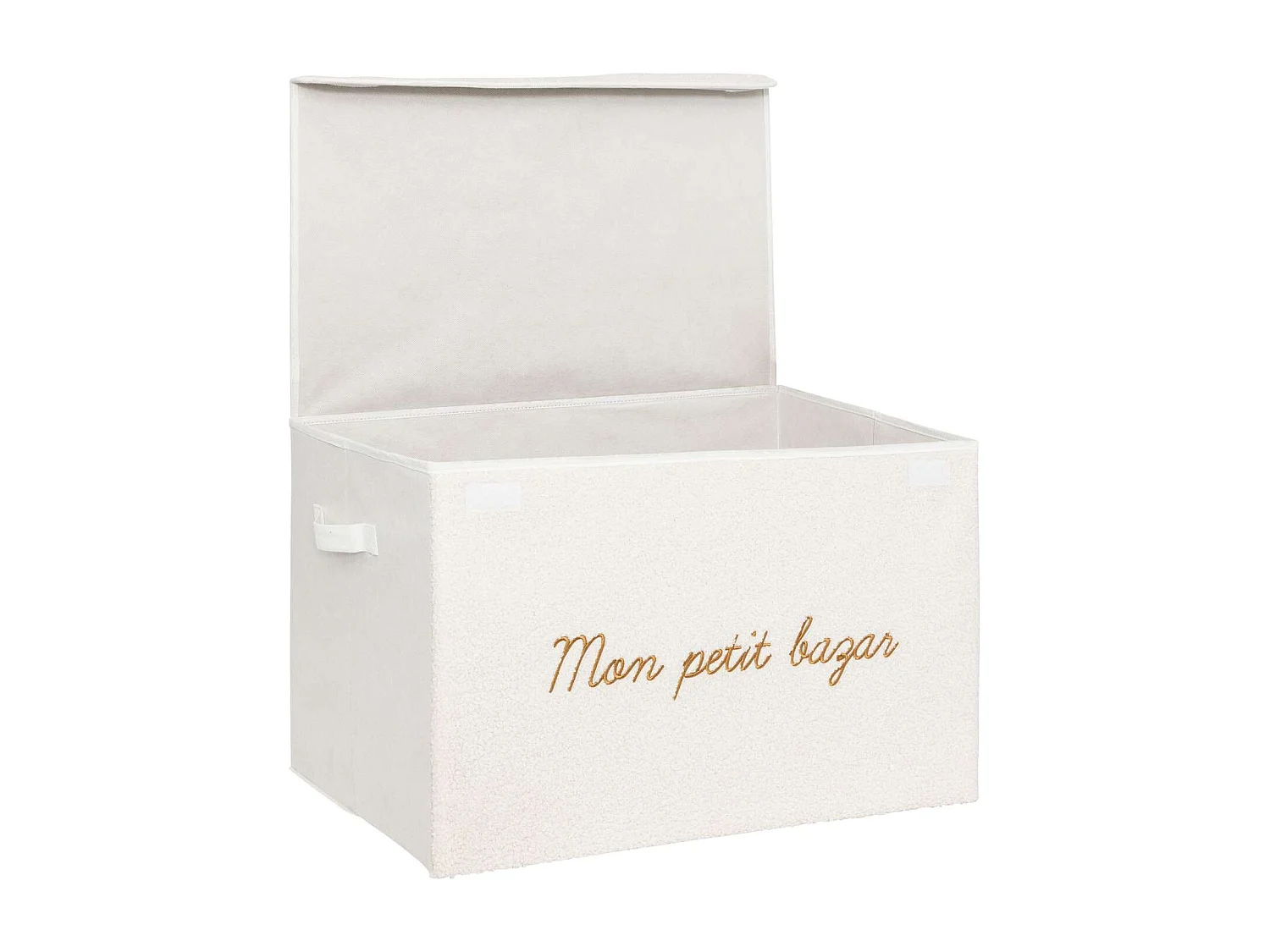 Coffre rangement en bouclette - Blanc