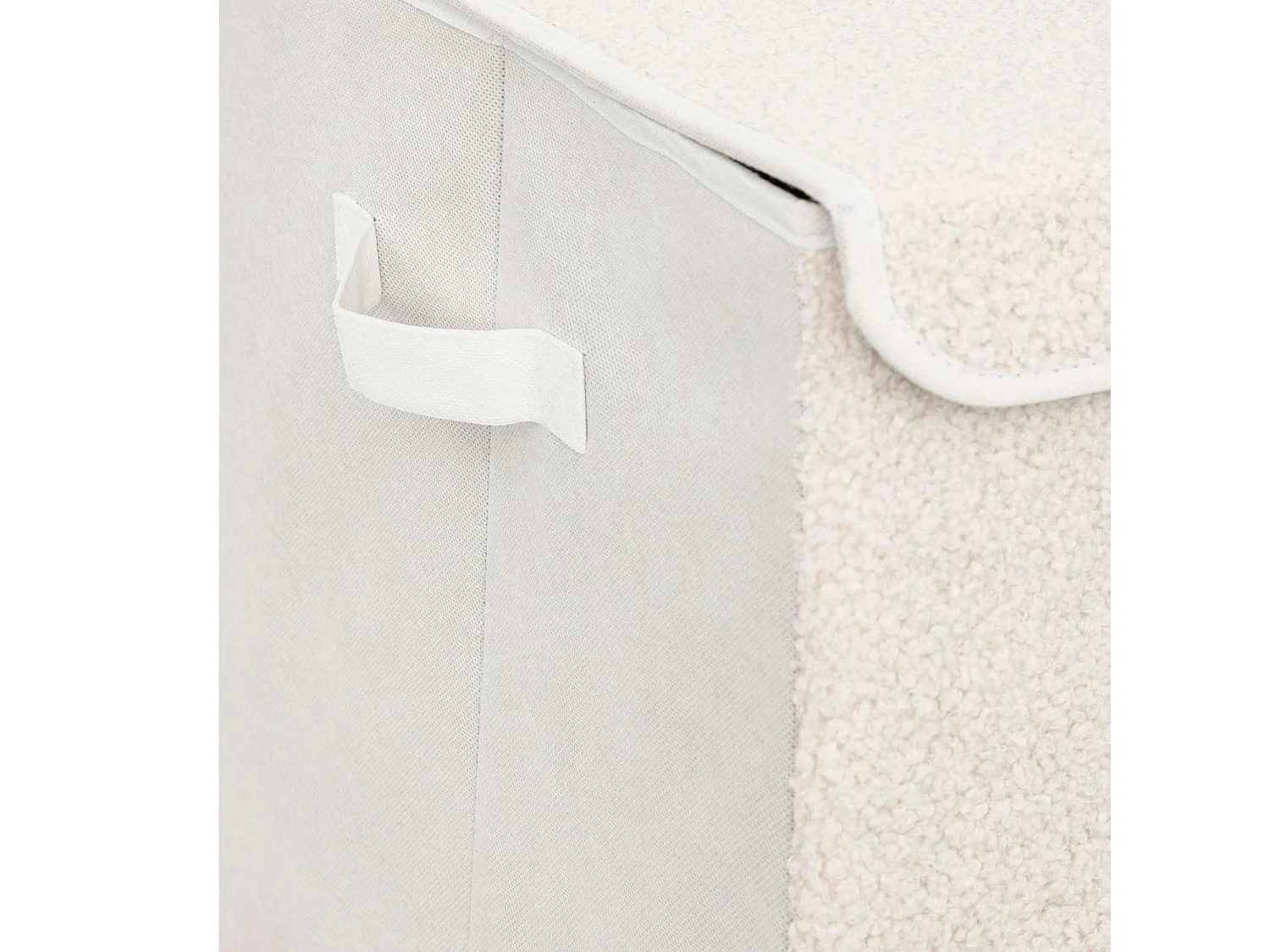 Coffre rangement en bouclette - Blanc