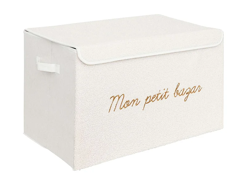 Coffre rangement en bouclette - Blanc