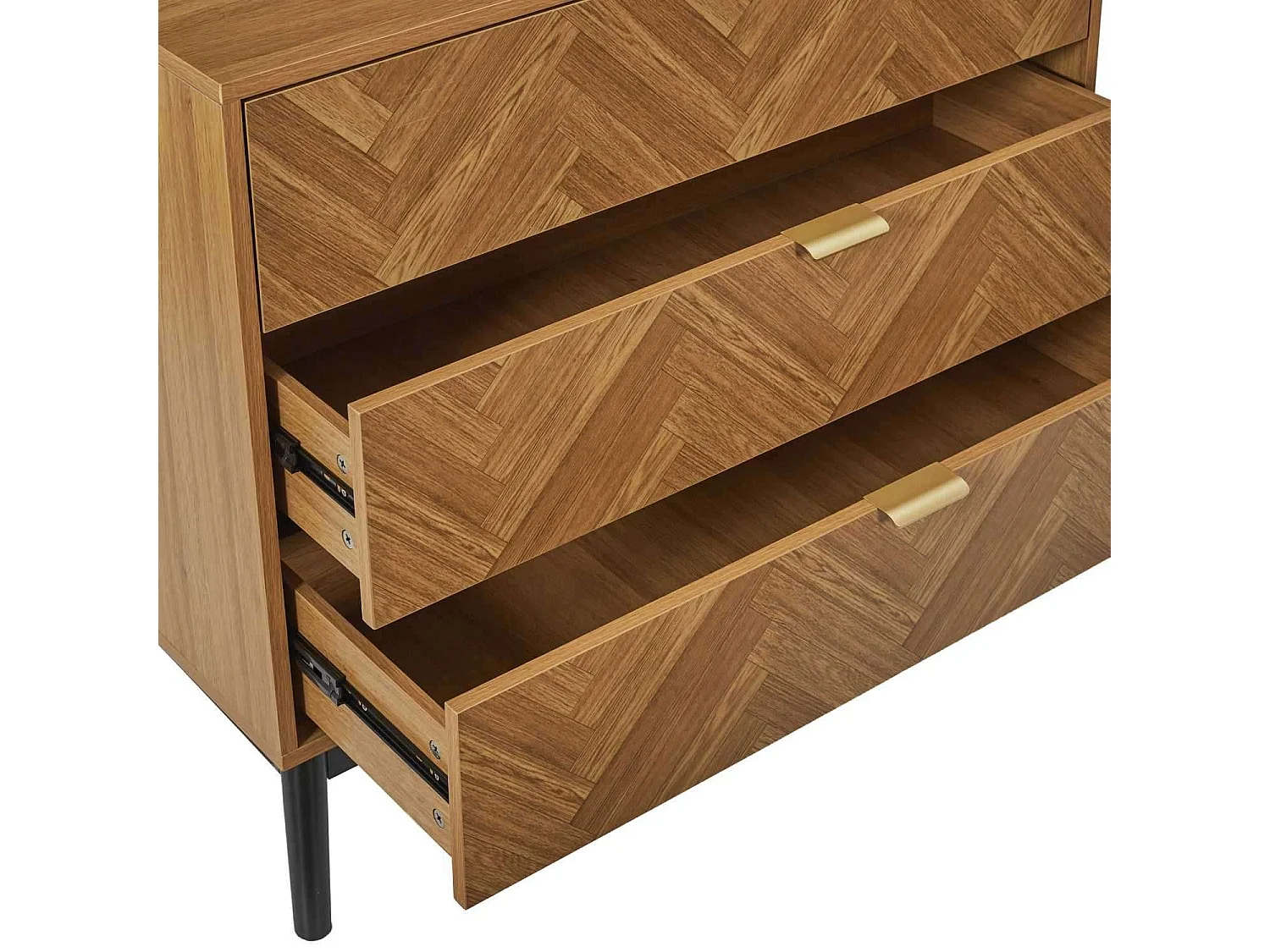 Commode 3 tiroirs en bois FELIX - Marron et noir