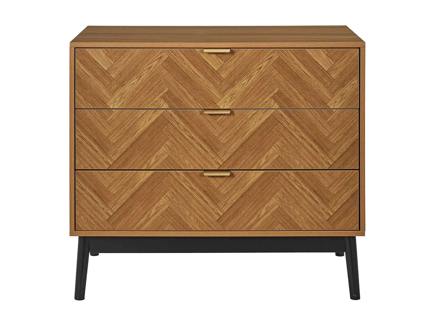 Commode 3 tiroirs en bois FELIX - Marron et noir