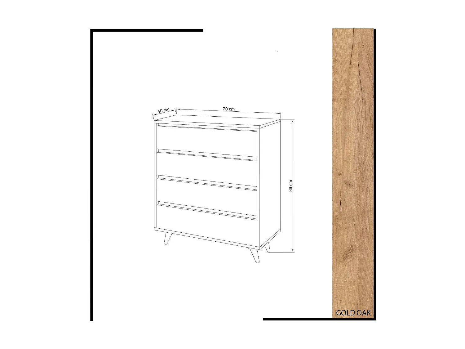 Commode 4 tiroirs Éthera en bois - Beige et blanc
