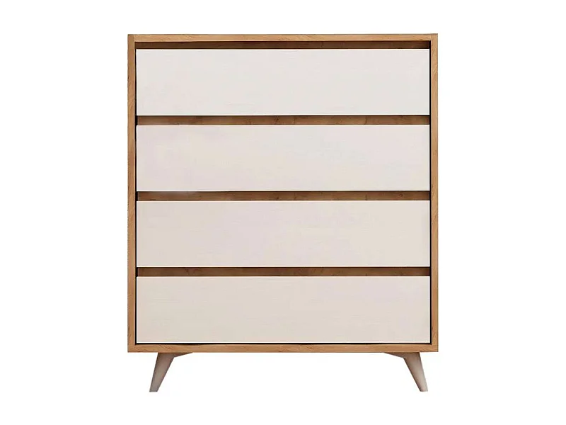 Commode 4 tiroirs Éthera en bois - Beige et blanc