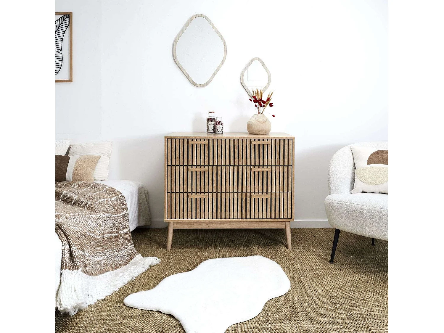 Commode 3 tiroirs Saulk en bois - Marron