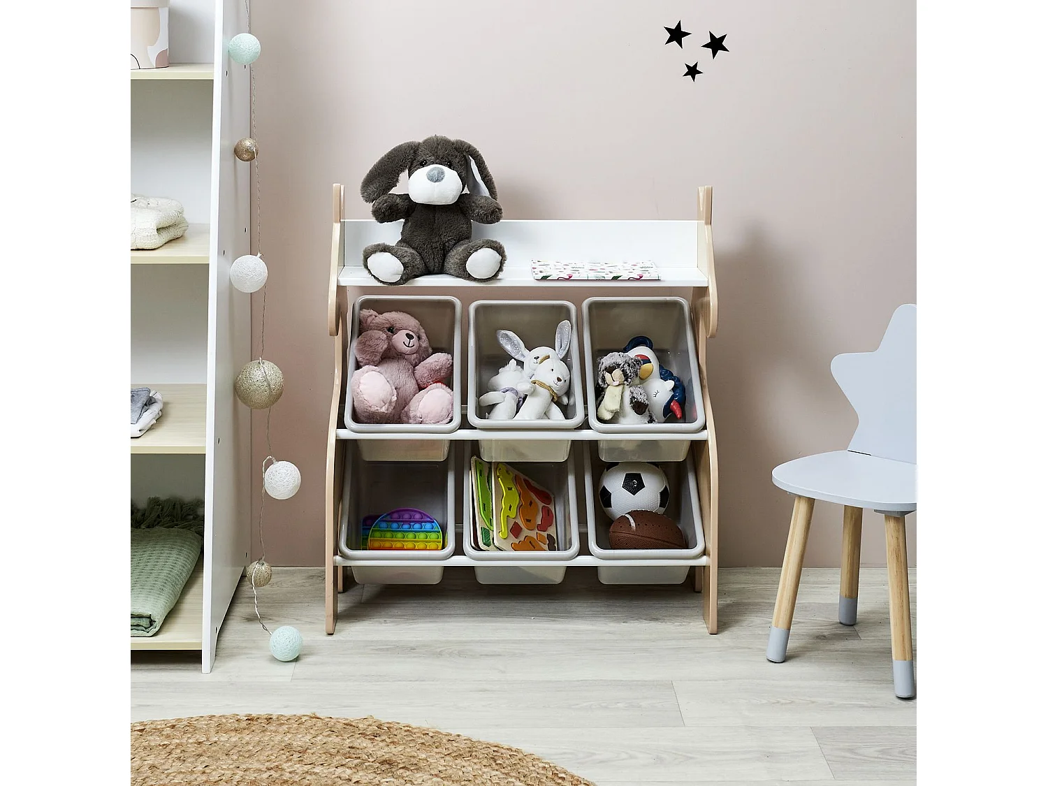 Meuble de rangement Licorne 6 bacs et 1 étagère