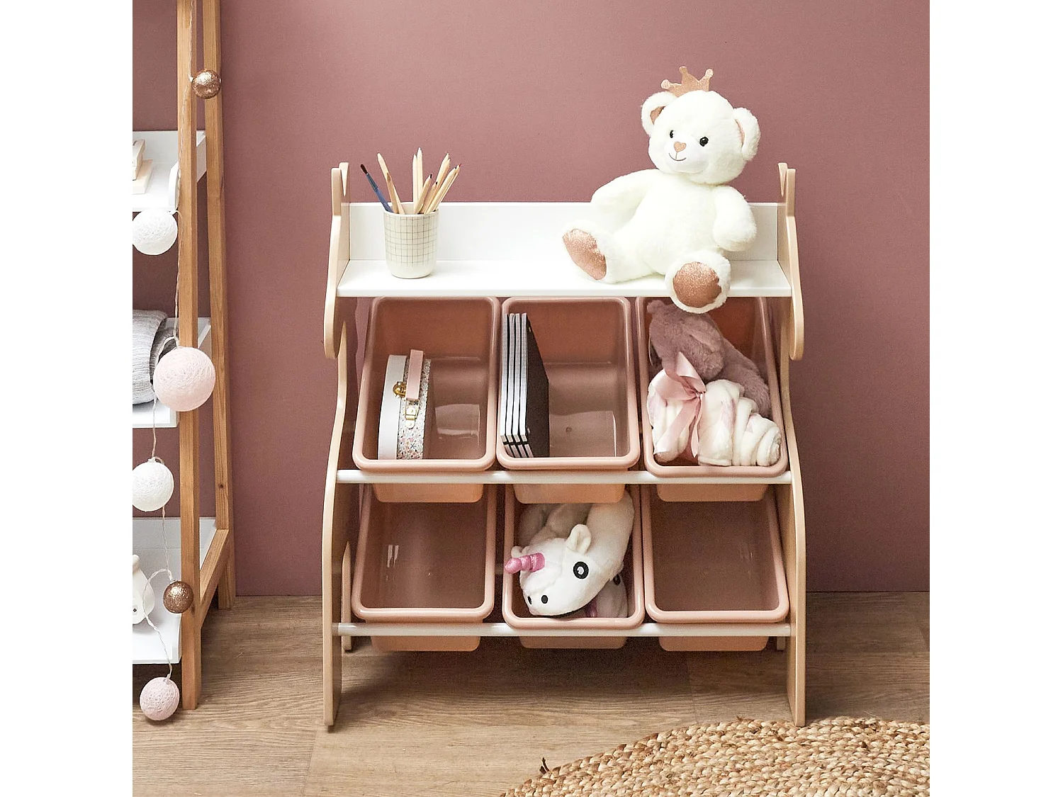 Meuble de rangement Licorne 6 bacs et 1 étagère