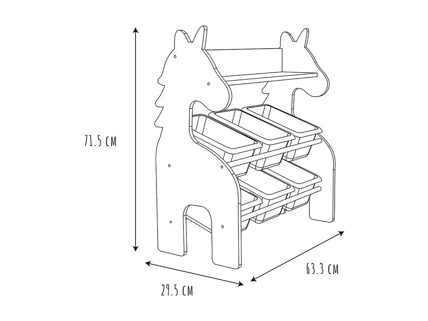 Meuble de rangement Licorne 6 bacs et 1 étagère
