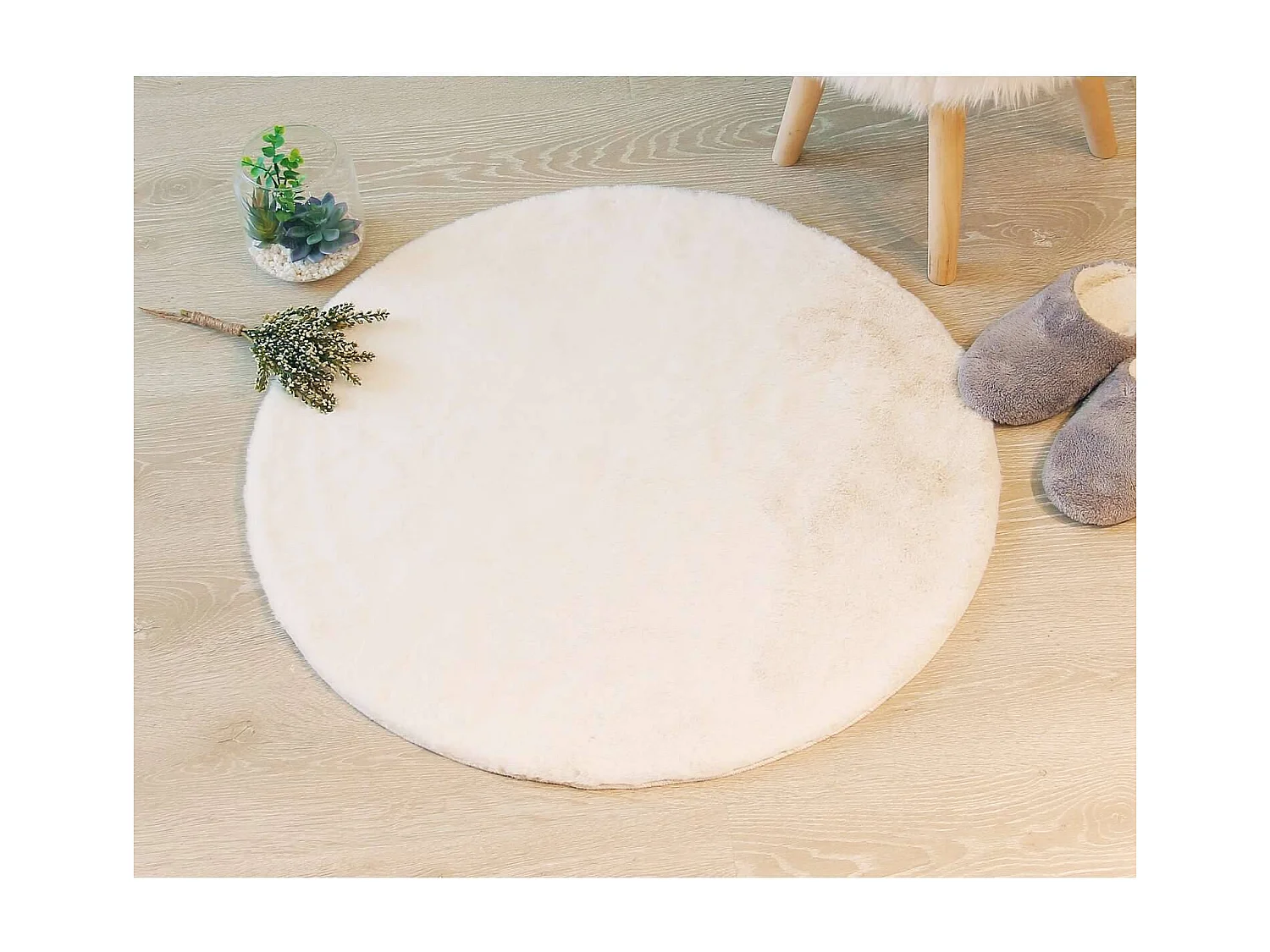Tapis rond extra doux - Diam 80 cm - Ivoire