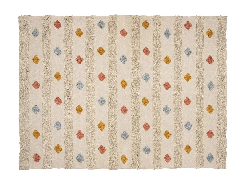 Tapis enfant rectangle à pompons multicolores - 120 x 170 cm