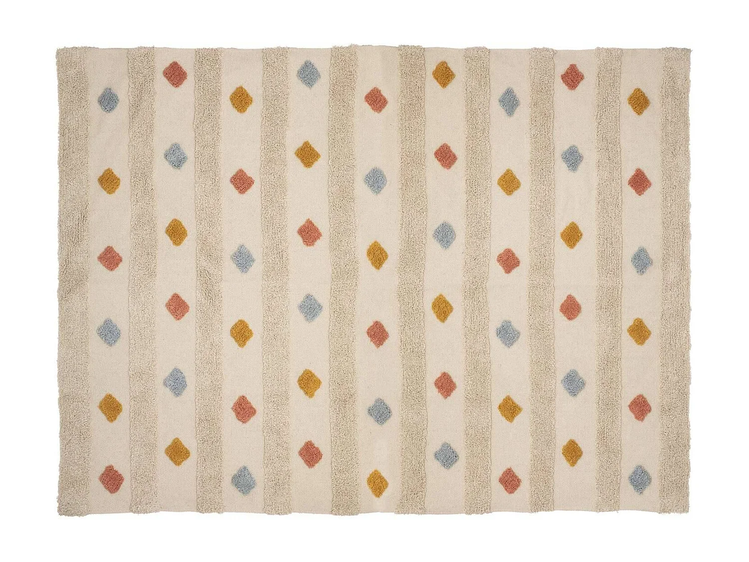Tapis enfant rectangle à pompons multicolores - 120 x 170 cm