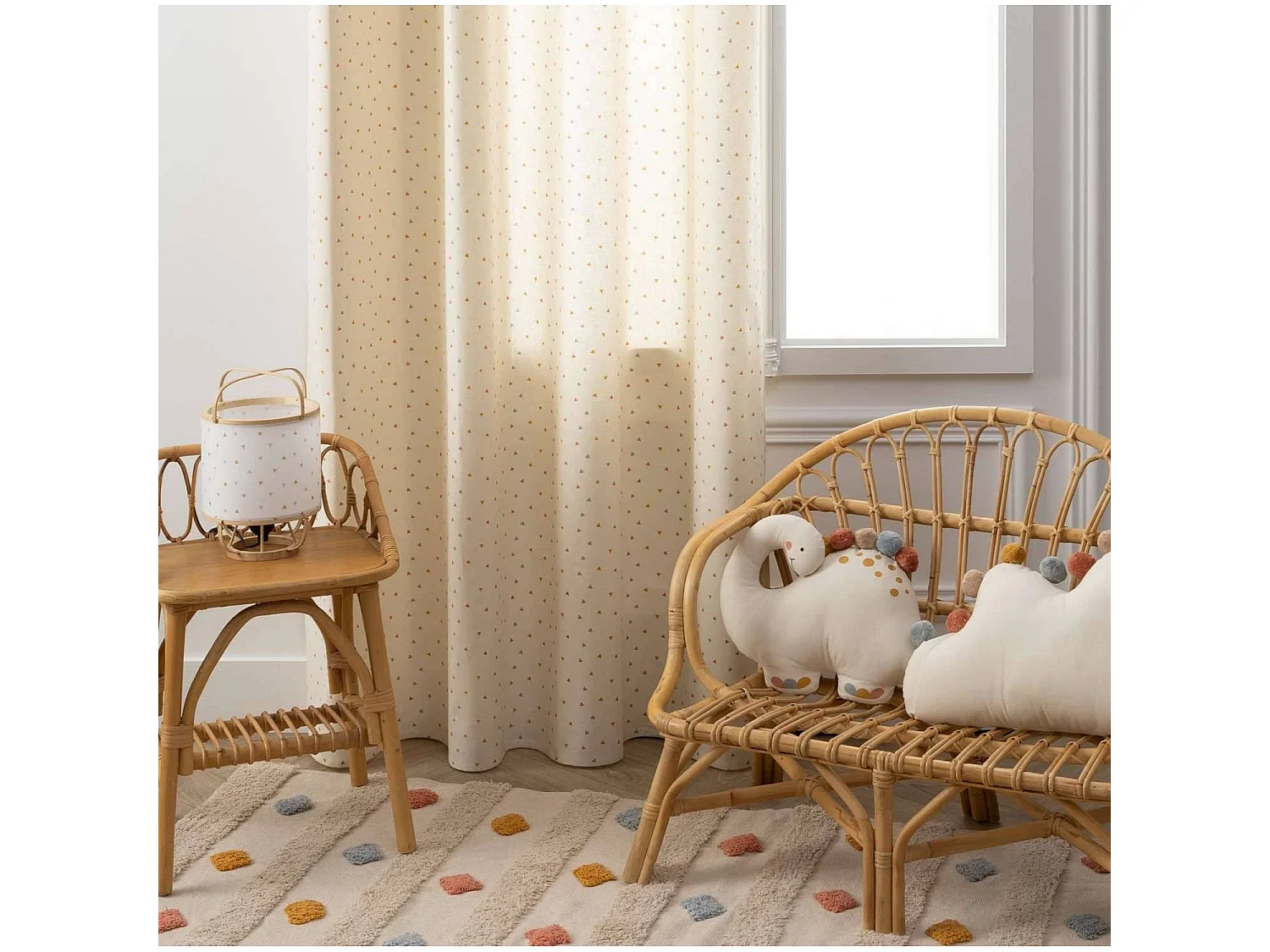 Tapis enfant rectangle à pompons multicolores - 120 x 170 cm