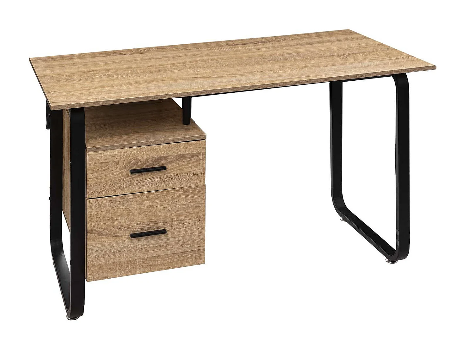 Bureau avec caisson en bois - Marron