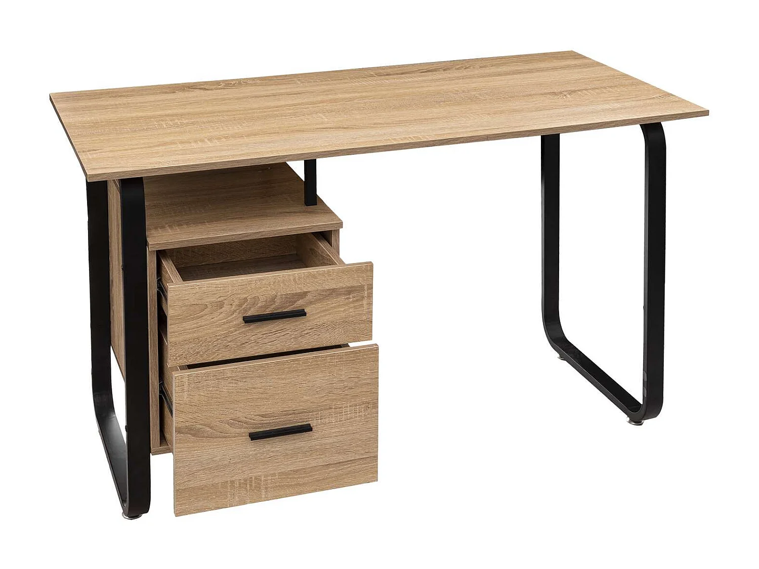 Bureau avec caisson en bois - Marron