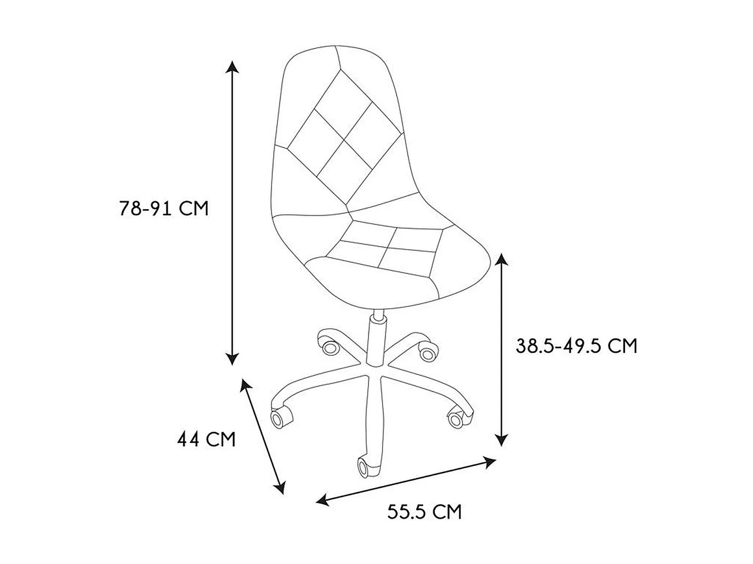 Chaise de bureau Patchwork réglable en hauteur avec 5 roulettes - Multicouleur