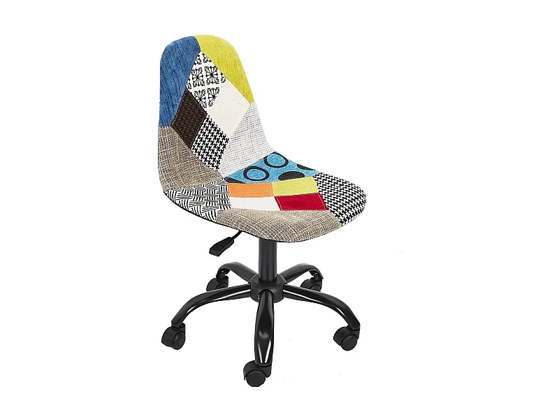 Chaise de bureau Patchwork réglable en hauteur avec 5 roulettes - Multicouleur