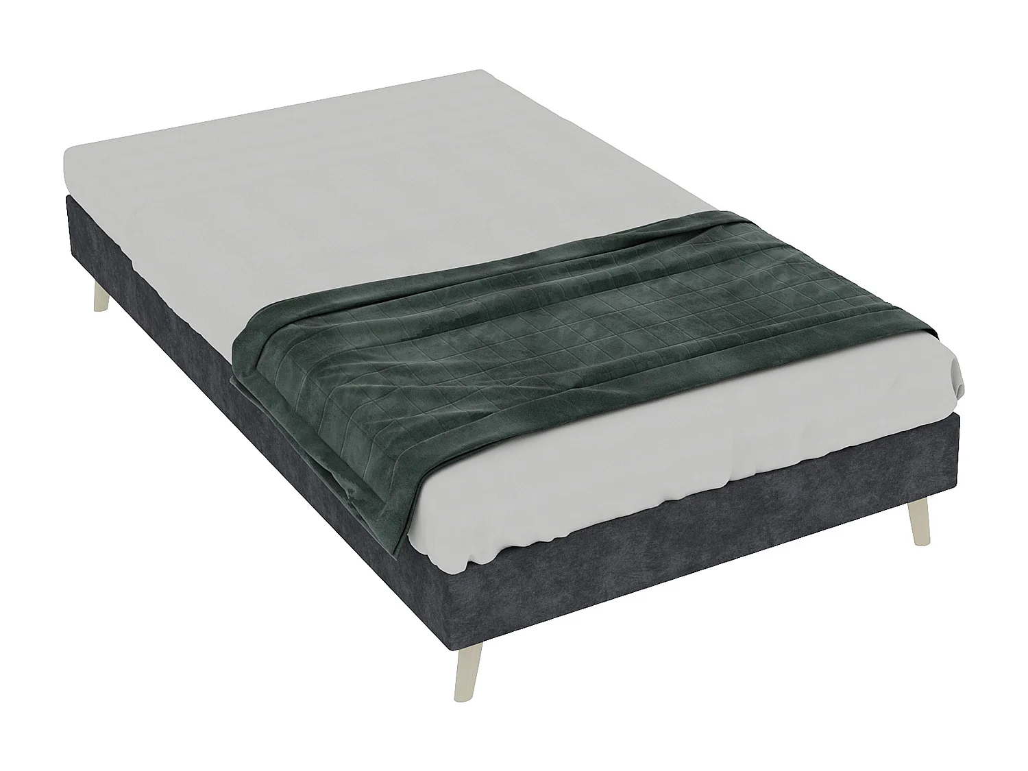 Minimalistisch bedframe van 90x200 cm in grijs fluweel, lage basis, modern meubilair – zonder gasveermechanisme, hoofdbord en matras