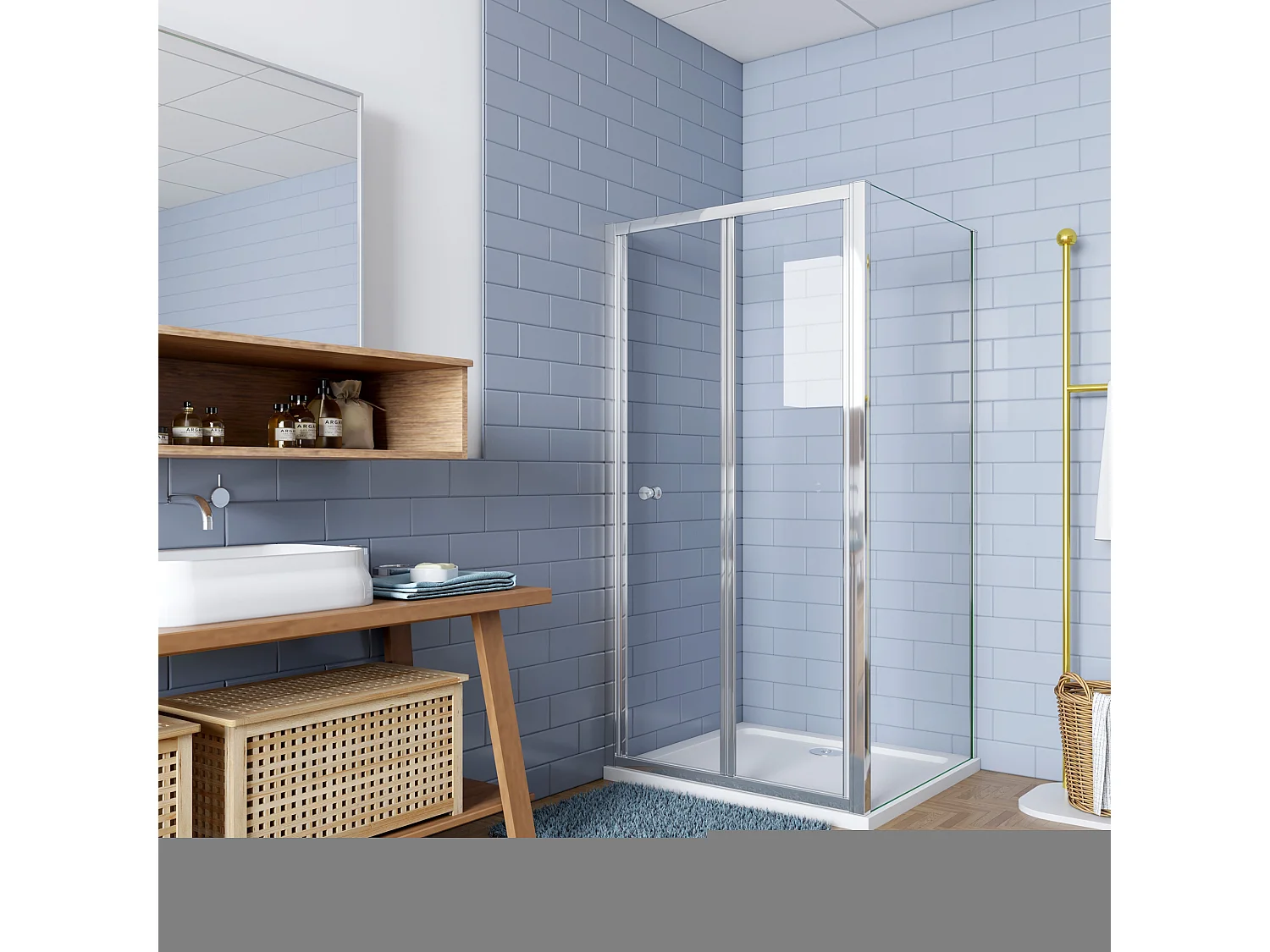 Douchecabine 90x80x185cm Vouw-/schuifdeur+één zijpaneel 5mm veiligheidsglas-gepolijst chroom frame