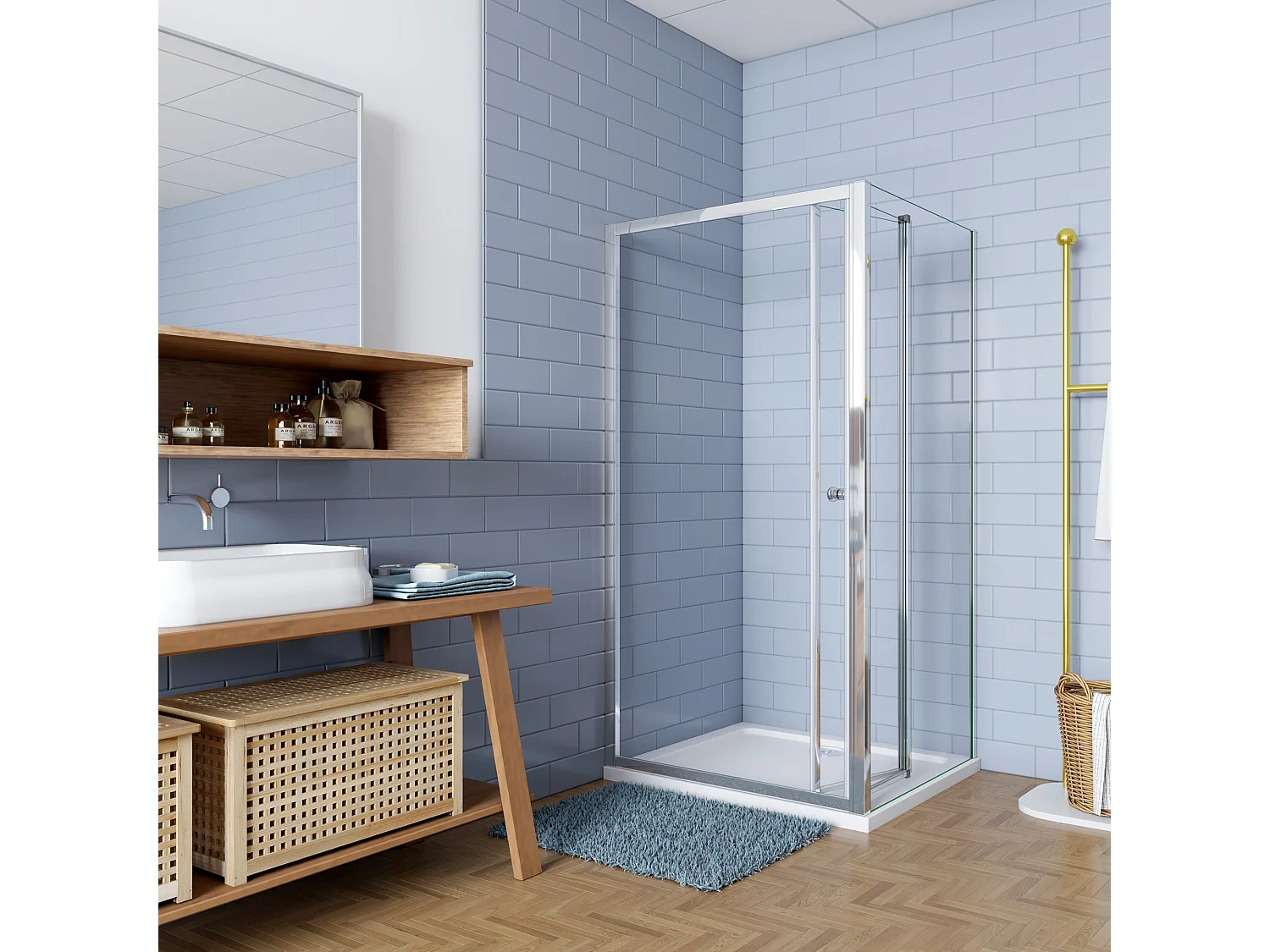 Douchecabine 100x80x185cm Vouw-/schuifdeur+één zijpaneel 5mm veiligheidsglas-gepolijst chroom frame