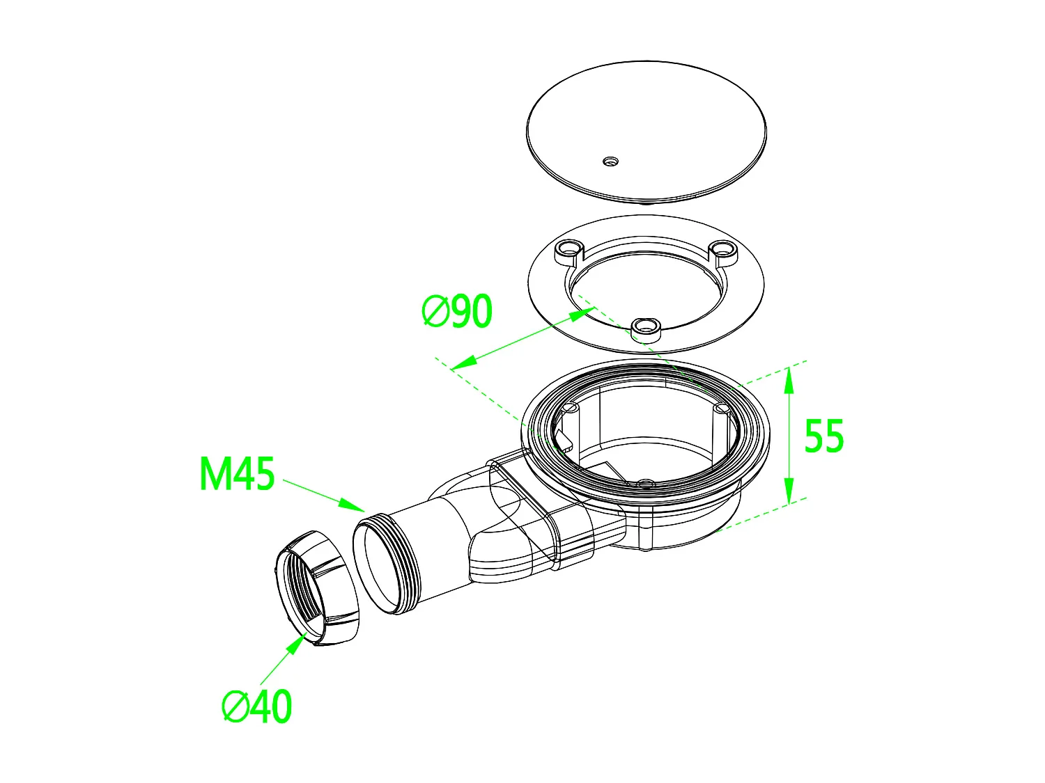 Aica Witte douchebak rechthoek 140x80cm slechts 3cm gemaakt kunststeen en minerale harsmix Extra plat ontwerp met douchegoot rooster verkrijgbaar in verschillende