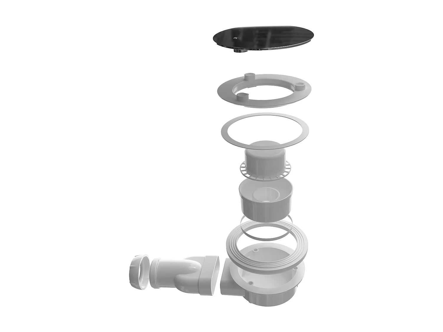 Aica Witte douchebak rechthoek 90x70cm 3cm gemaakt kunststeen en minerale harsmix Extra plat ontwerp met douchegoot rooster en afvoer verkrijgbaar verschillende