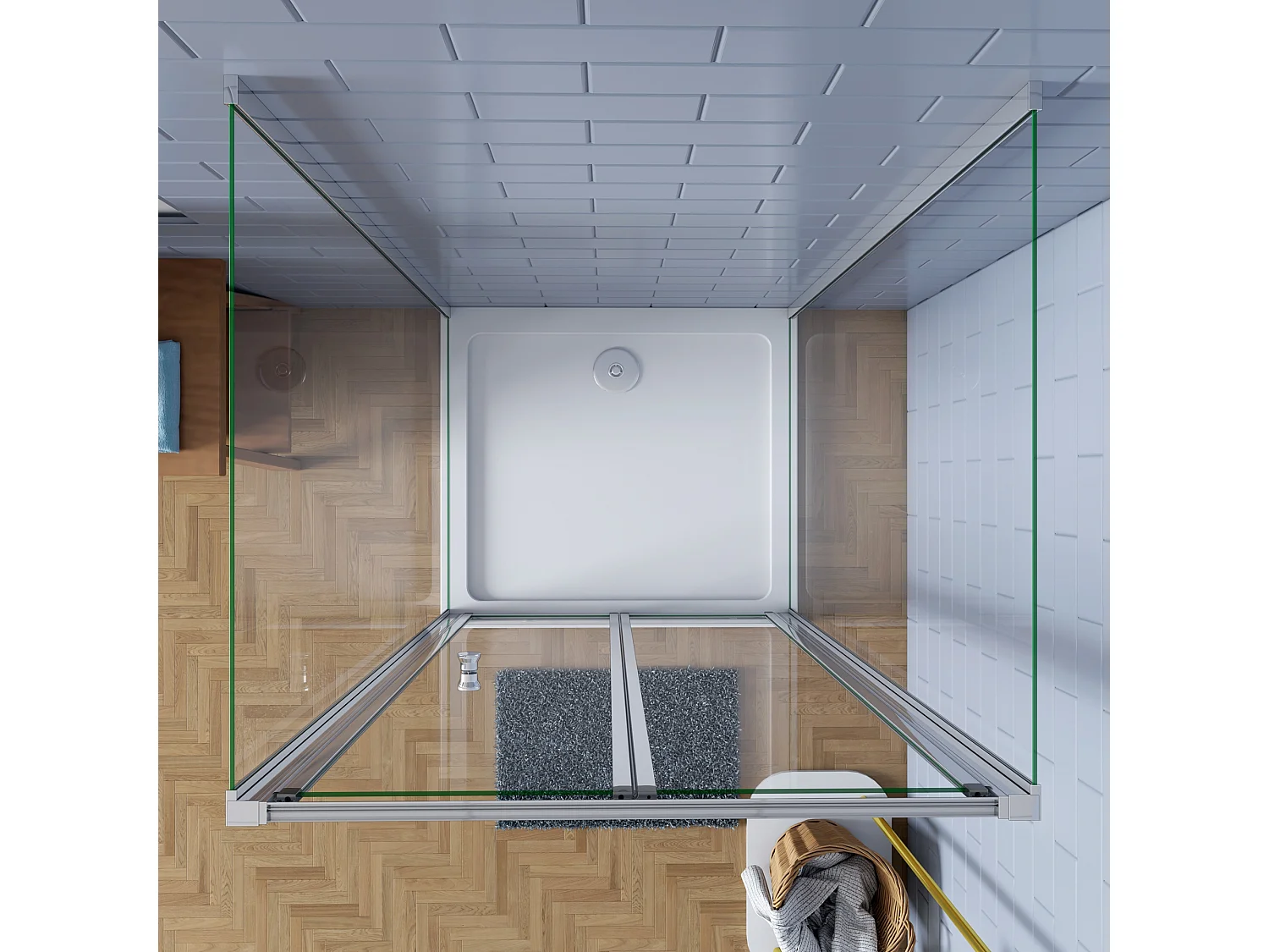 Douchecabine 70x90x185cm Vouw-/schuifdeur+twee zijpanelen 5mm veiligheidsglas-gepolijst chroom frame