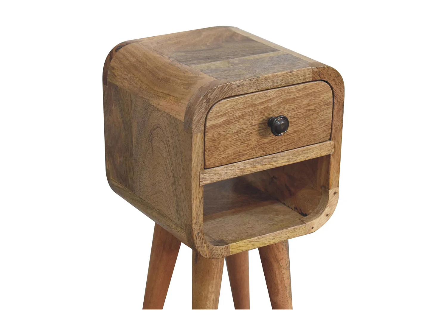 Artisan Furniture Lite drewno Ekstra Mini Zaokrąglona Niska Szafka Nocna w Odcieniu Dębowym